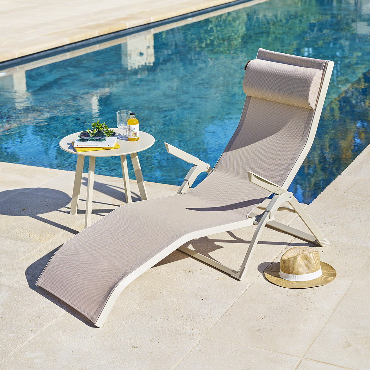 Transat "Decima" lin & argile aluminium et texaline