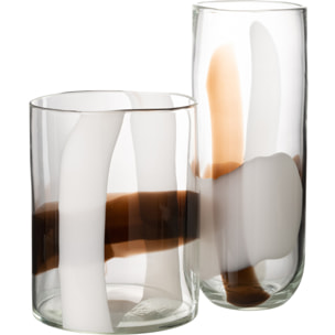 J-Line Vase Iggy Verre Blanc/Marron Large