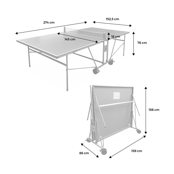 Table de ping pong intérieure pliante avec 4 raquettes et 6 balles TABLE DE PING PONG INTÉRIEURE PLIANTE + RAQUETTES