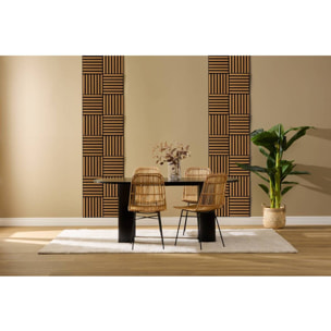 Lot de 3 panneaux décoratifs Colva effet noyer fond noir 30x30cm