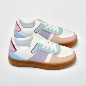 Sneakers in simil pelle multicolore