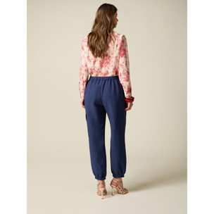 Oltre - Pantaloni cargo in lino/viscosa - Blu