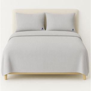 Set cama waffle funda nordica + 2 fundas almohada, 100% algodón, 144gsm, gris cierre de botones haze scalpers home