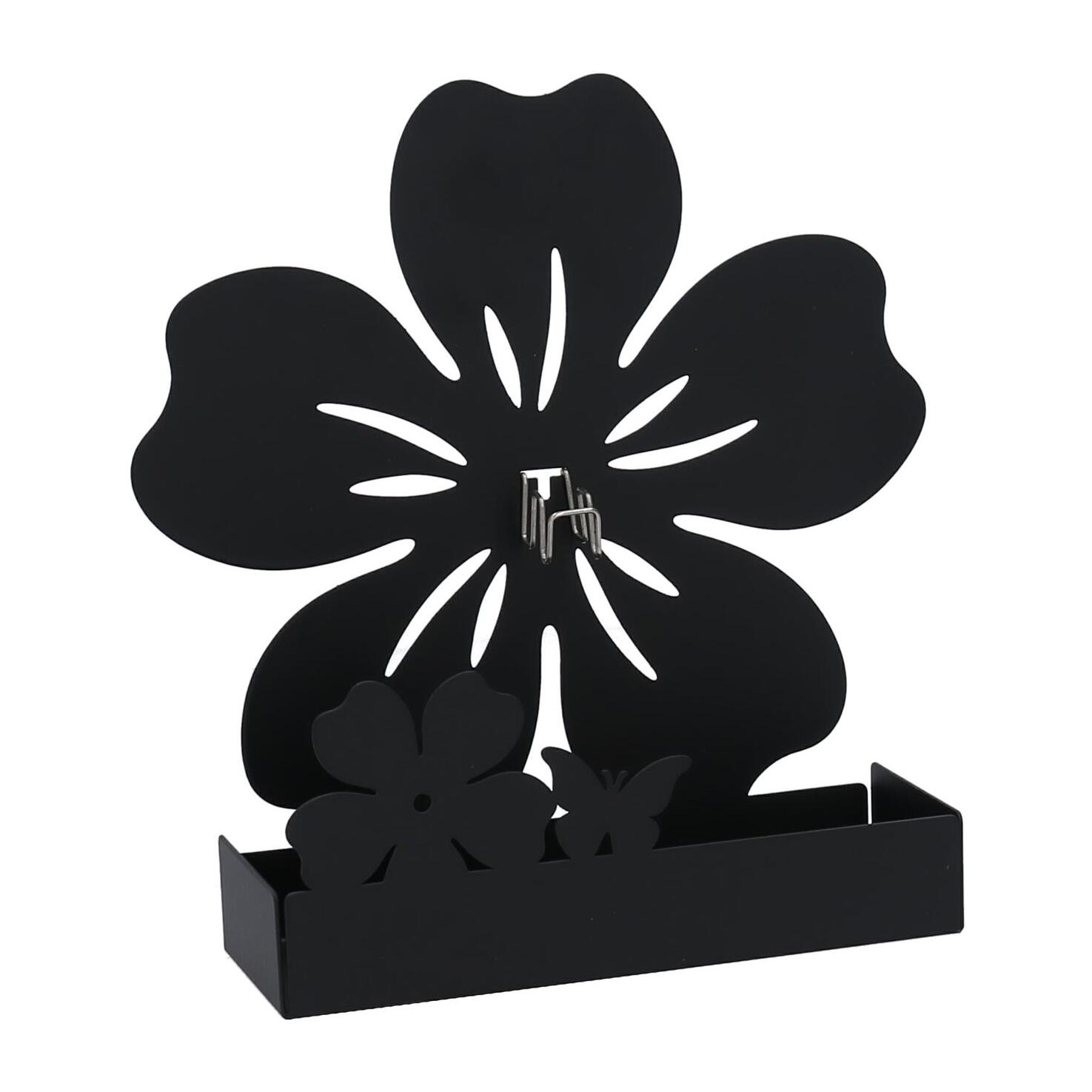 Portazampirone in metallo fiore nero cm17x5h17,5