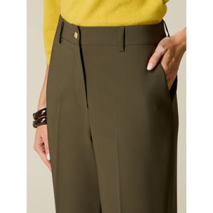 Oltre - Pantaloni palazzo sartoriali con pinces - Verde militare
