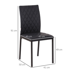 Lot de 4 chaises de salon design Chesterfield effet capitonné métal synthétique noir