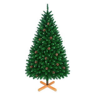 Prancer - Albero di Natale con neve e pigne Ø110 x 210H cm, 1200 rami e 70 pigne