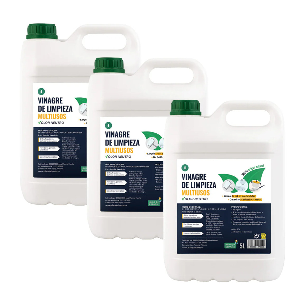 Pack 3x Vinagre Blanco de Limpieza Planeta Huerto 5 L