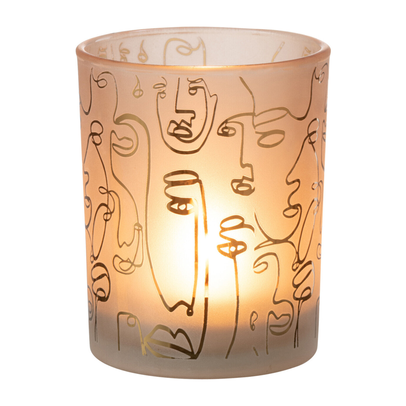 J-Line photophore Happy Faces - verre - beige - medium