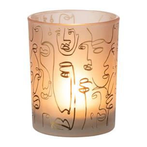 J-Line photophore Happy Faces - verre - beige - medium