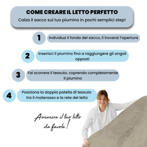 PARURE COPRIPIUMINO NATURAL COLOR MATRIMONIALE - 100% COTONE MADE IN ITALY