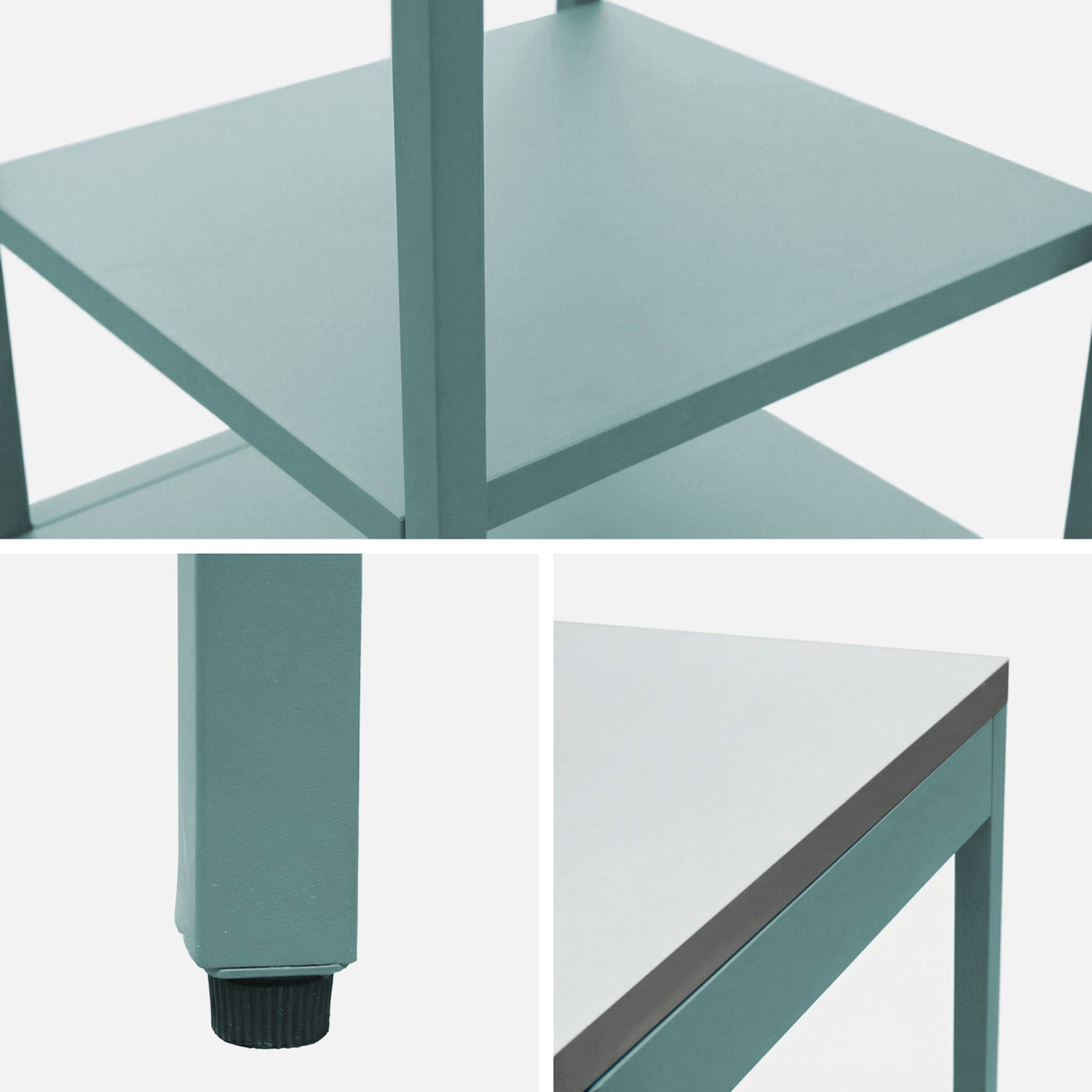 Cuisine d'extérieure en acier bleu gris avec 2 étagères L49cm