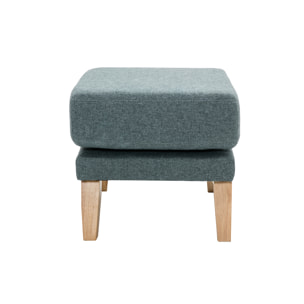 Pouf repose-pieds déhoussable scandinave en tissu vert de gris et bois clair OSLO