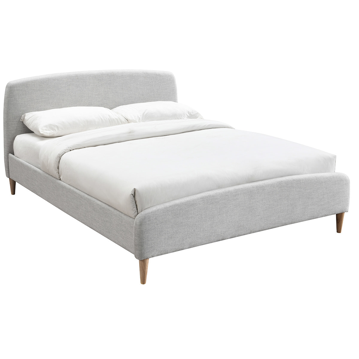 Lit 2 places 160x200 cm en tissu gris clair NIELS