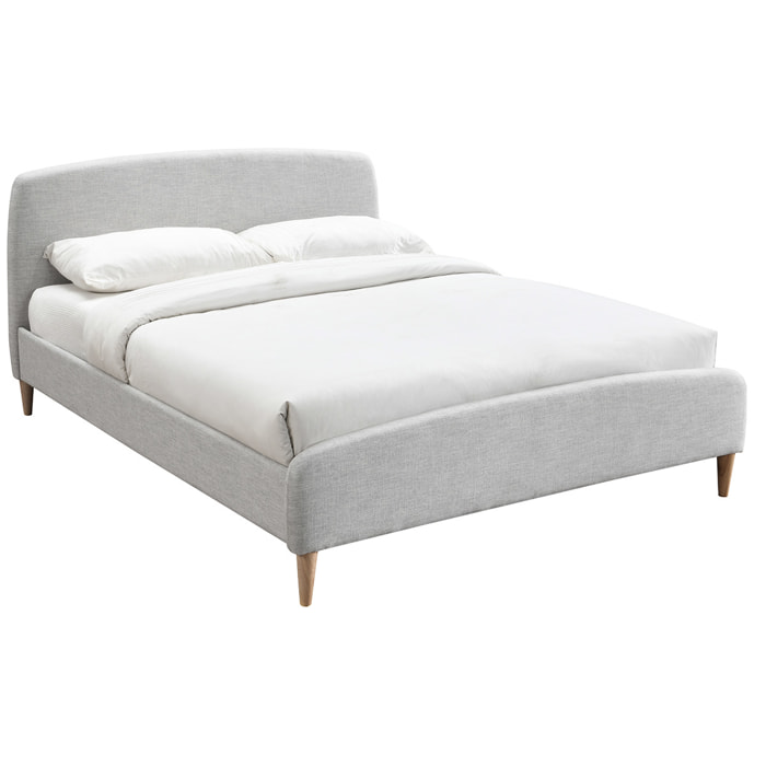 Lit 2 places 160x200 cm en tissu gris clair NIELS