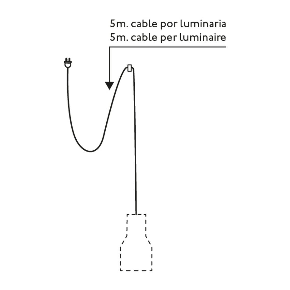 KOMBO 120 Lámpara colgante gris con clavija