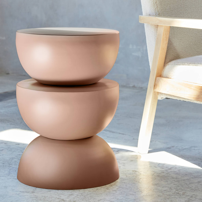 Table d'appoint. bout de canapé. table de chevet en métal. rose. Coumba. Ø32 x H 46.5cm