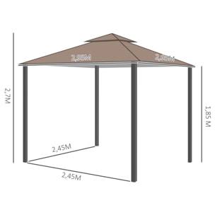 Carpa para Jardín de Poliéster Metal 300x300x270cm Café