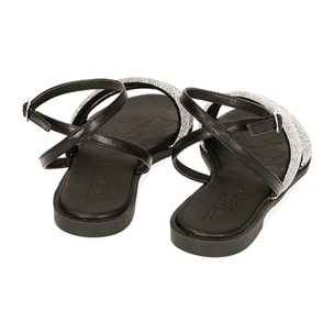 Sandali con strass nero