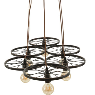 LAMPADARIO INDUST CIRCLE 6 LUCI OFFICINE 55 BICOLORE