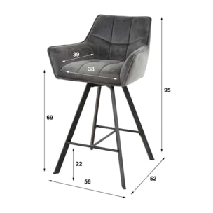 Hatti - lot de 2 tabourets de bar pivotants - en tissu bouclette sable - Sable