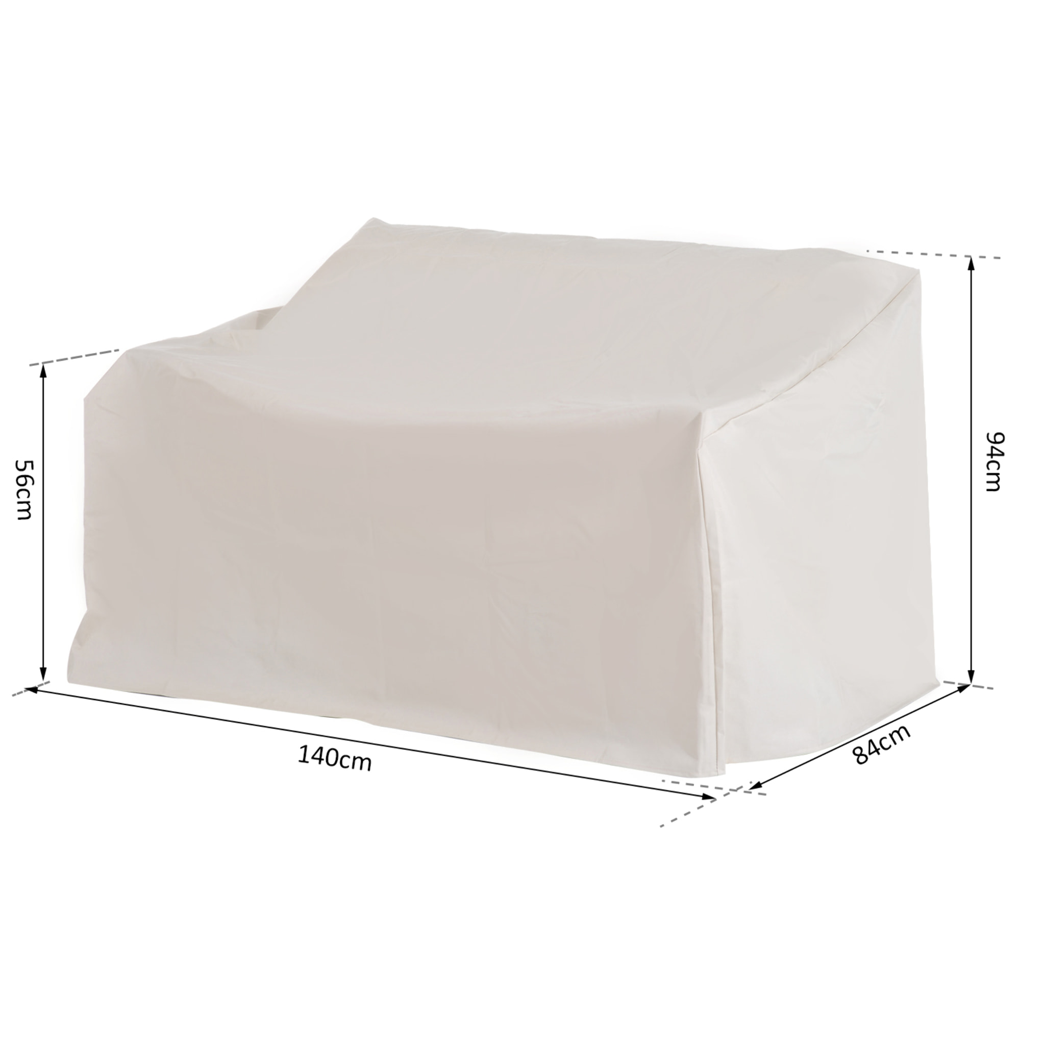 Housse de protection mobilier de jardin bâche étanche 140L x 84l x 56/94H cm oxford haute densité 600D beige