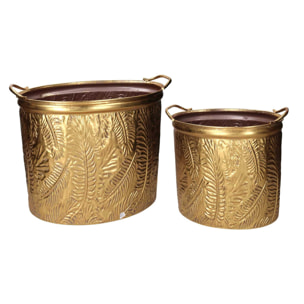 Set portavaso in metallo oro ovale