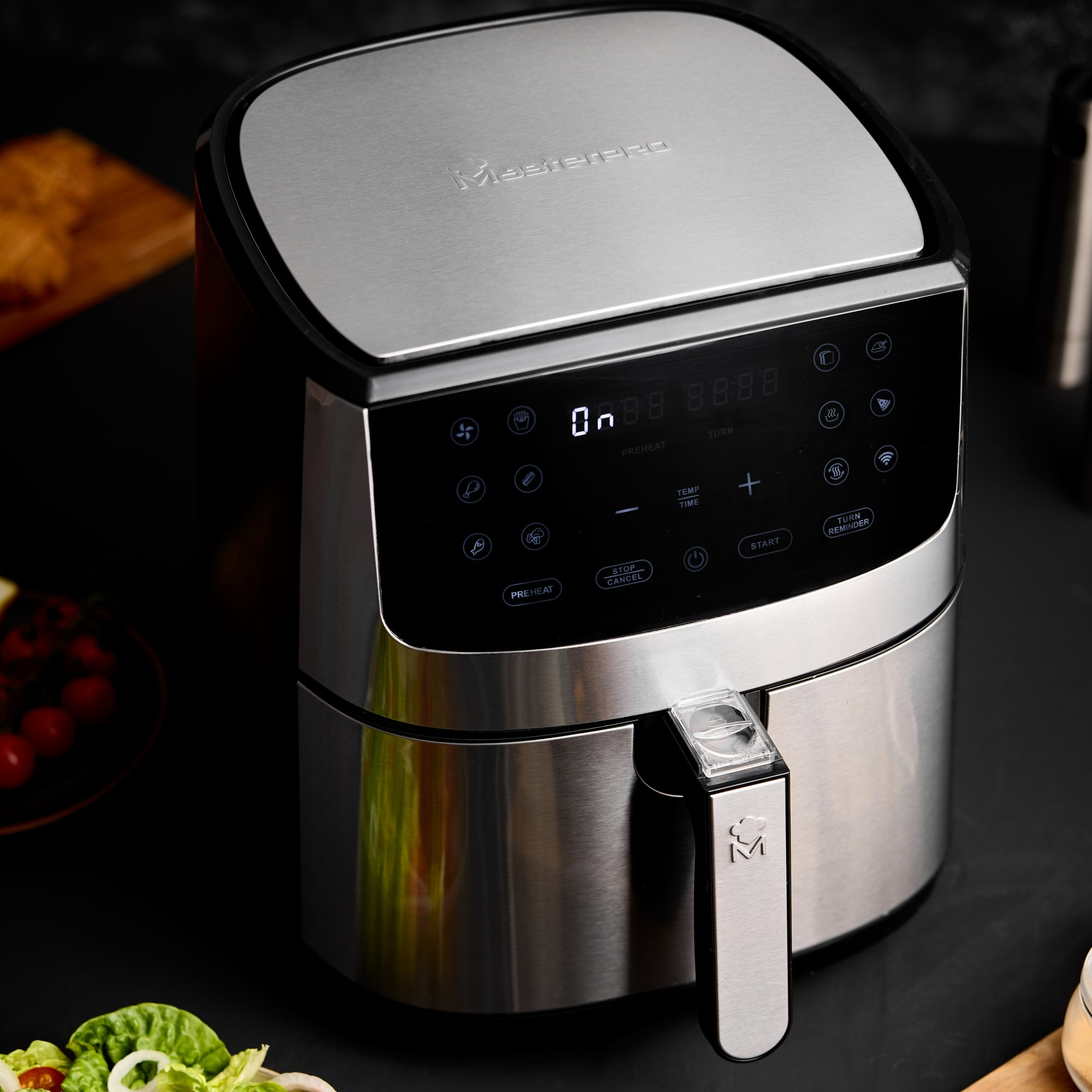 Freidora de aire de 6l y 1800w con pantalla led táctil y control de temperatura masterpro irocket 800
