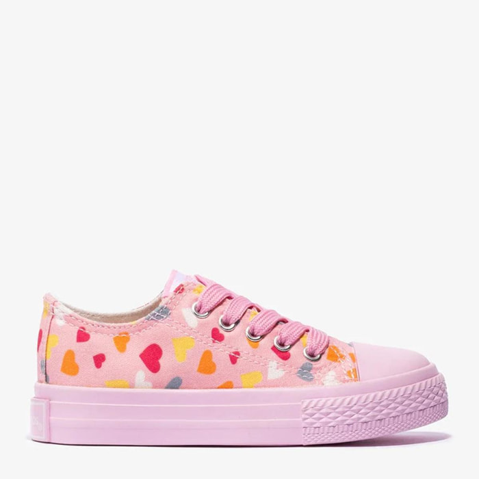 Girl's Pink Cord Heart Sneakers Canvas