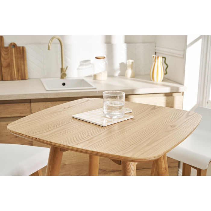Table haute carrée frêne scandinave L60 cm BALTIK