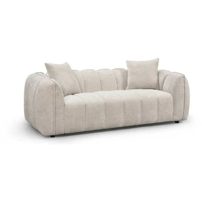 Canapé droit en tissu style bubble "Balzac" - 3 places - Beige
