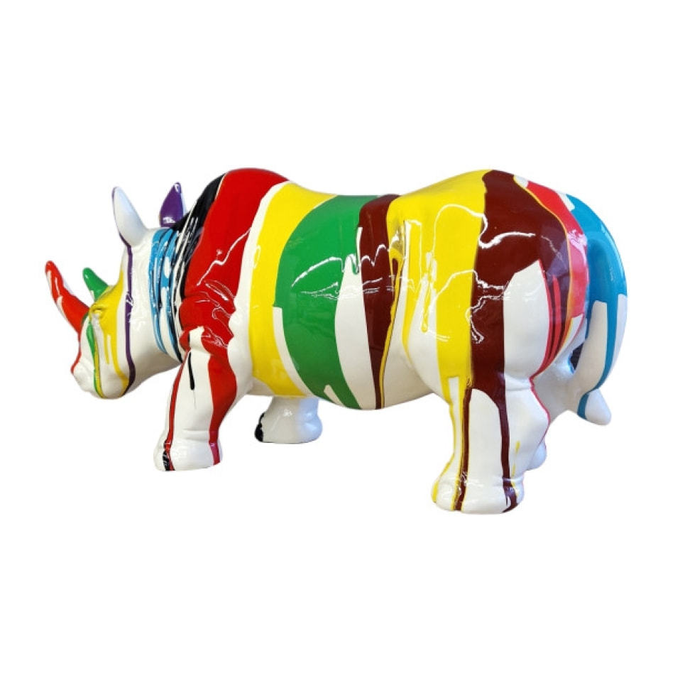 Statuette rhinocéros multicolore en résine H24cm - RHINO POP 2