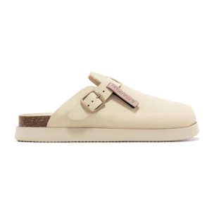 Sandalias Cerradas Vibe Clog Mujer Cierre Hebilla Beige