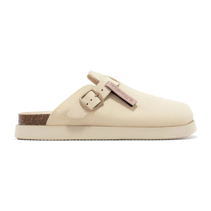Sandalias Cerradas Vibe Clog Mujer Cierre Hebilla Beige