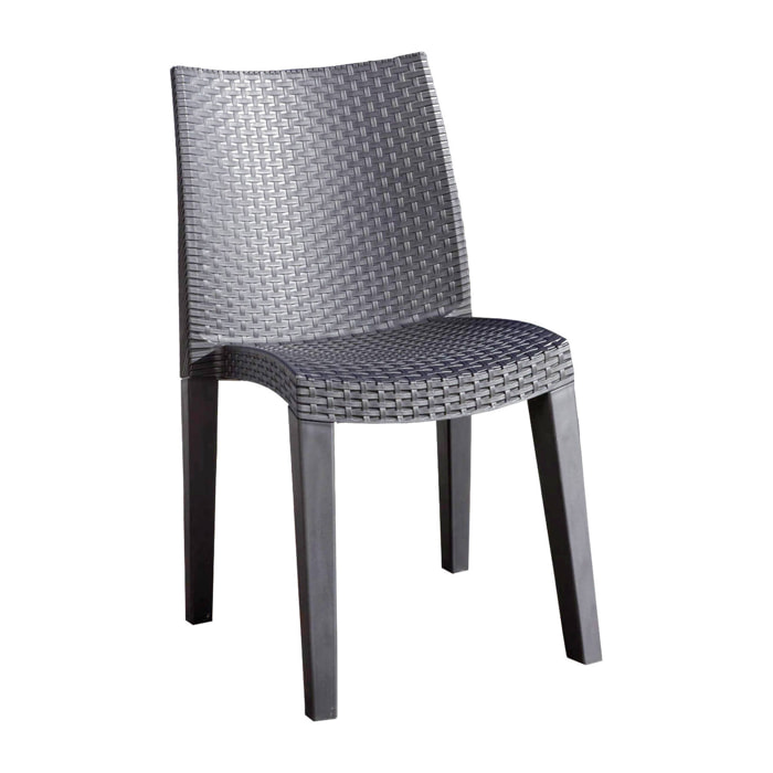 Sedia da esterno Trieste, Seduta da giardino, Sedia per tavolo da pranzo, Poltrona outdoor effetto rattan, 100 % Made in Italy, Cm 48x55h86, Antracite