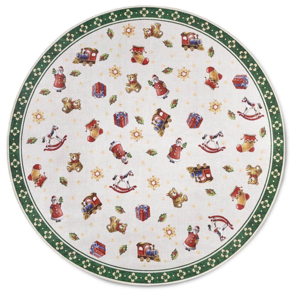 Tapis rond salon ou chambre enfant,  motif fêtes de SANTA, kilim original, entretien facile