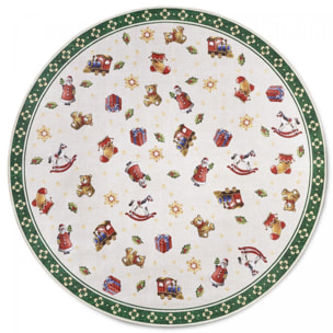 Tapis rond salon ou chambre enfant,  motif fêtes de SANTA, kilim original, entretien facile