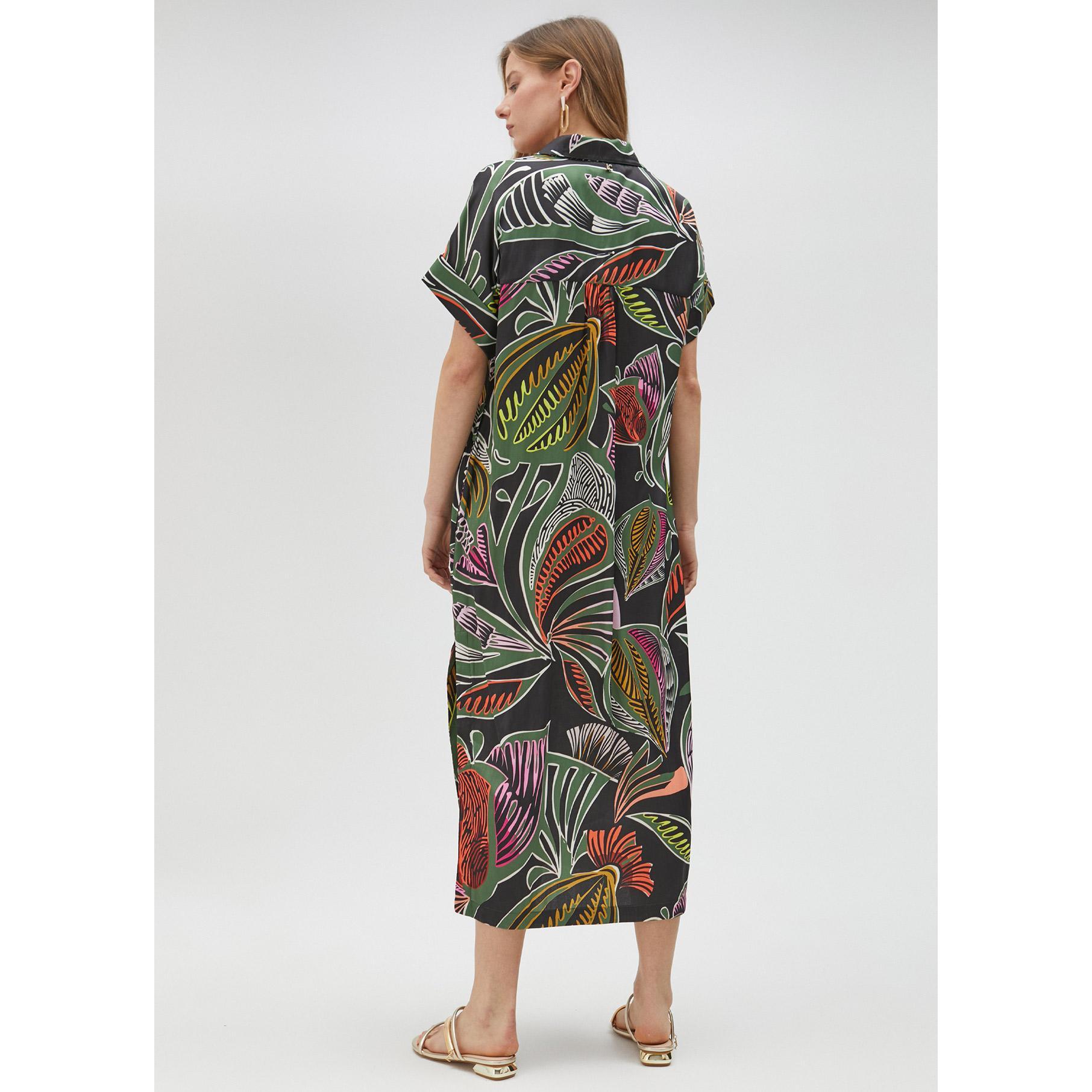 Vestito chemisier stampa tropicale