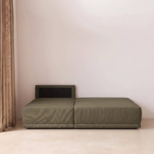 Banquette canapé d'angle gauche convertible 3 places velours côtelé avec coffre NELSON