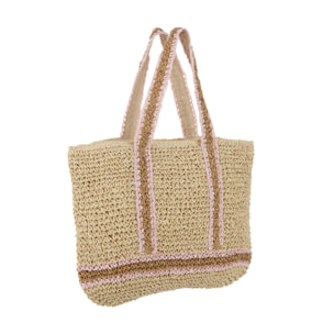 J-Line sac de plage - papier - naturel/rose