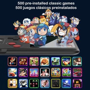 DAM Consola portátil con 500 juegos clásicos preinstalados. Pantalla a color de 2,4 pulgadas. 7x1x11 Cm. Color: Rojo