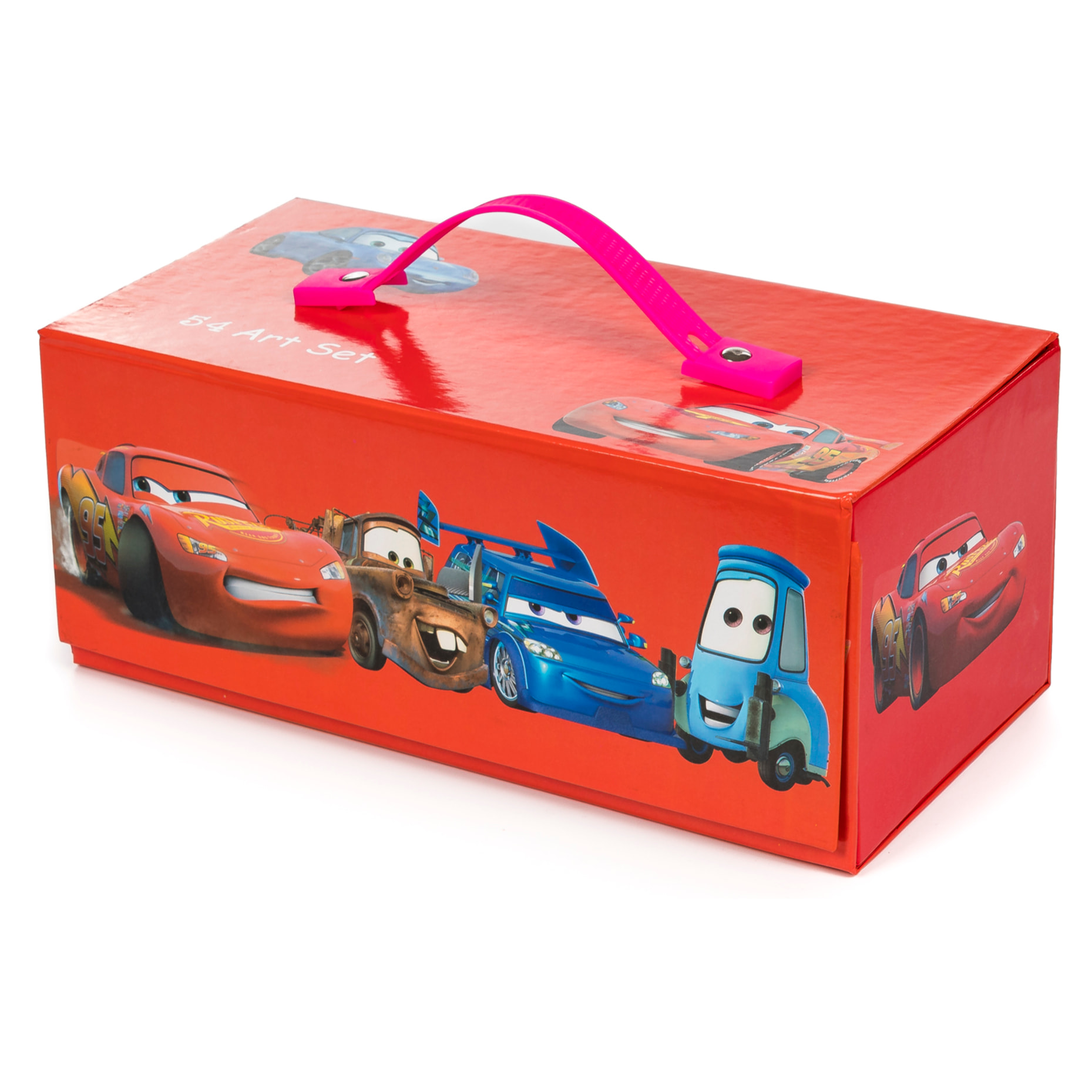 Set de pintura en maletín con cajones, 54 piezas diseño Cars. Incluye lápices, acuarelas, rotuladores, ceras y accesorios.