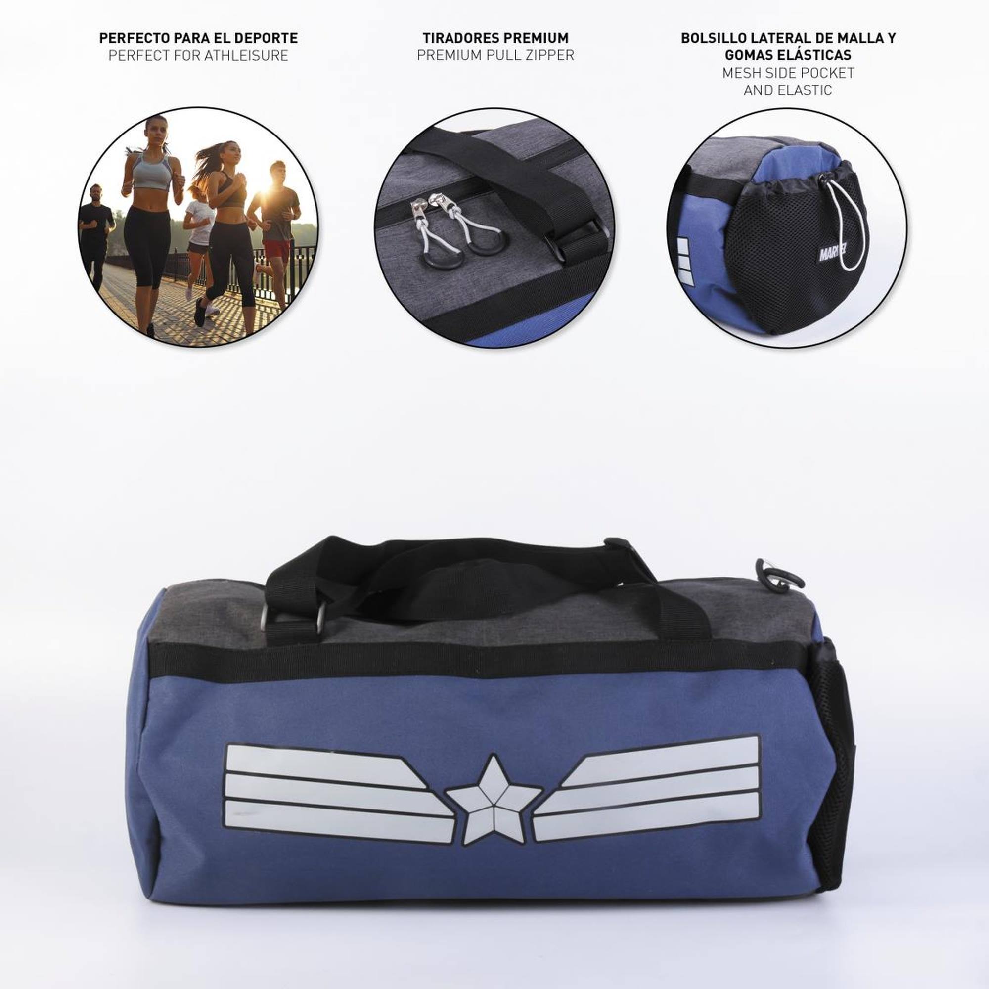 Bolsa deporte marvel para llevar toda tu equipacion deportiva y la botella de agua en el bolsillo lateral con cierre, unisex niños