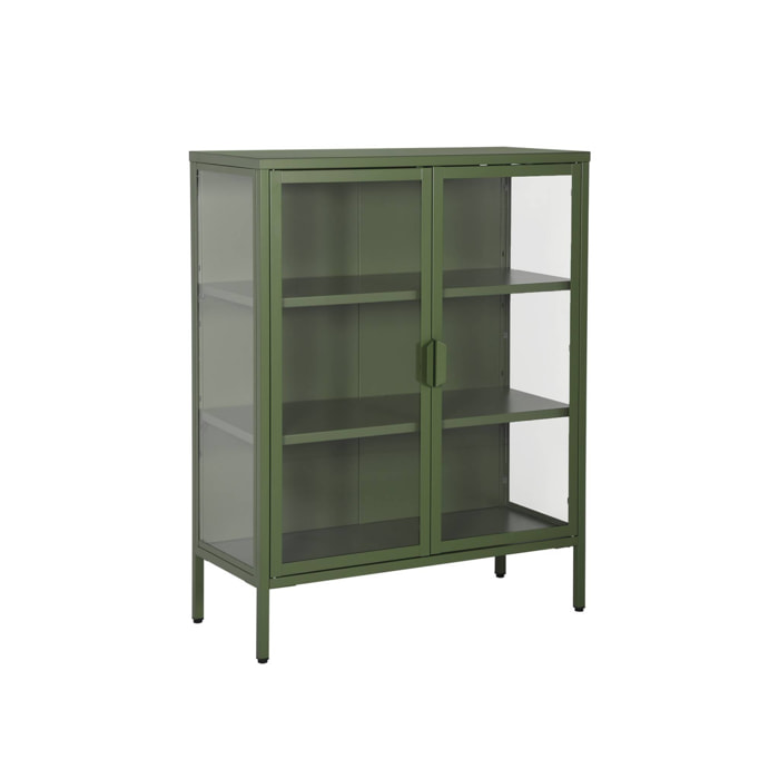 Armoire vitrine acier et verre trempé 2 portes 80cm ARKANSAS