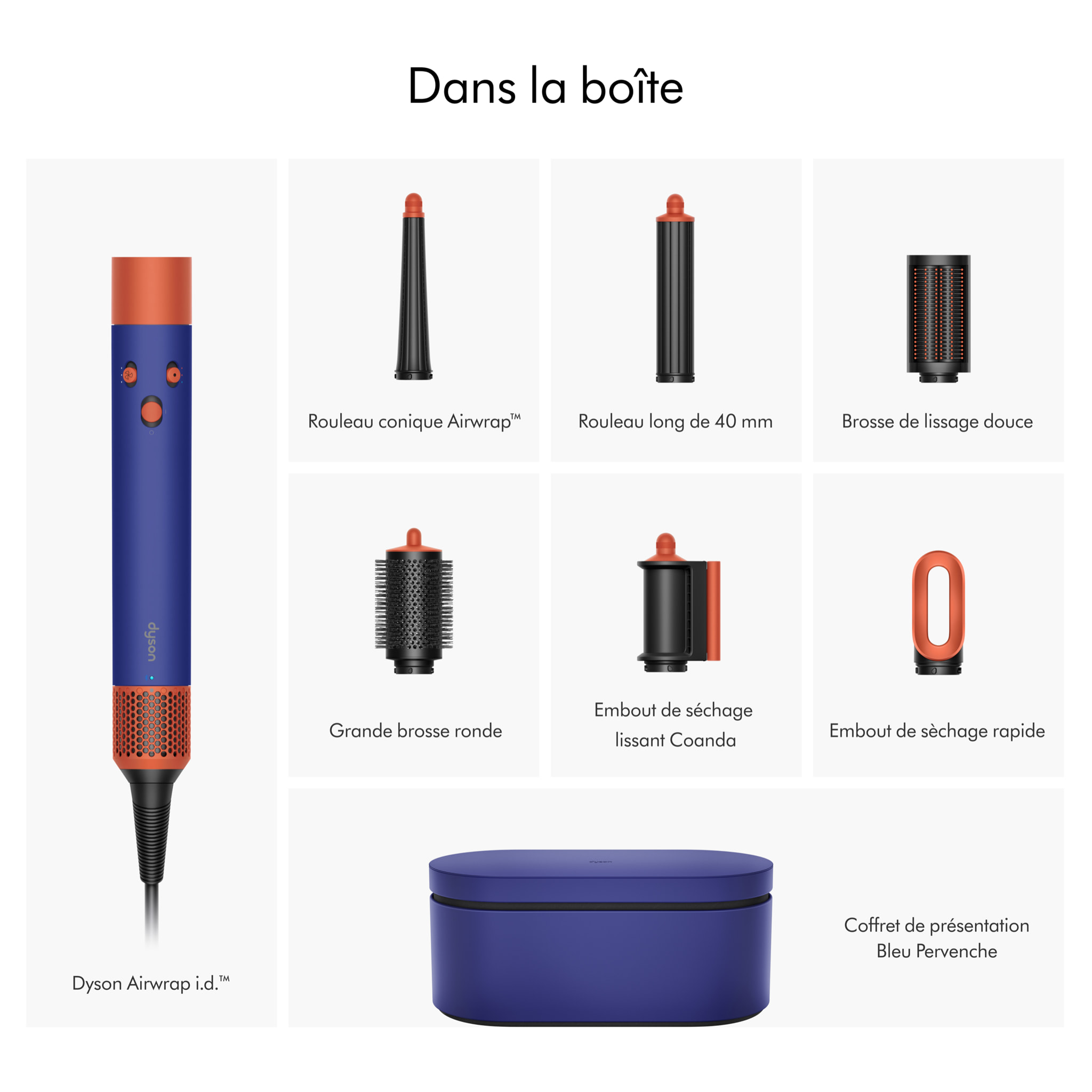 Multi-styler asciugacapelli Dyson Airwrap i.d.™ per capelli lisci e ondulati in Pervinca/Tangerine | Ricondizionato
