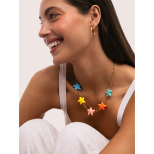 Collar Starfish Chic Color Acero Baño Oro