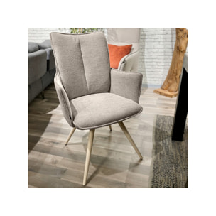 Chaise pivotante 180° avec accoudoirs tissu doux et pieds métal - TOMA