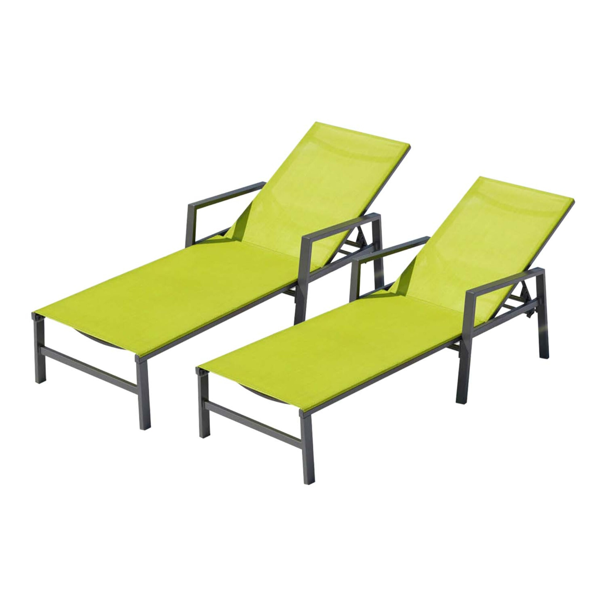 Lot de 2 transats en aluminium gris foncé et vert SITGES