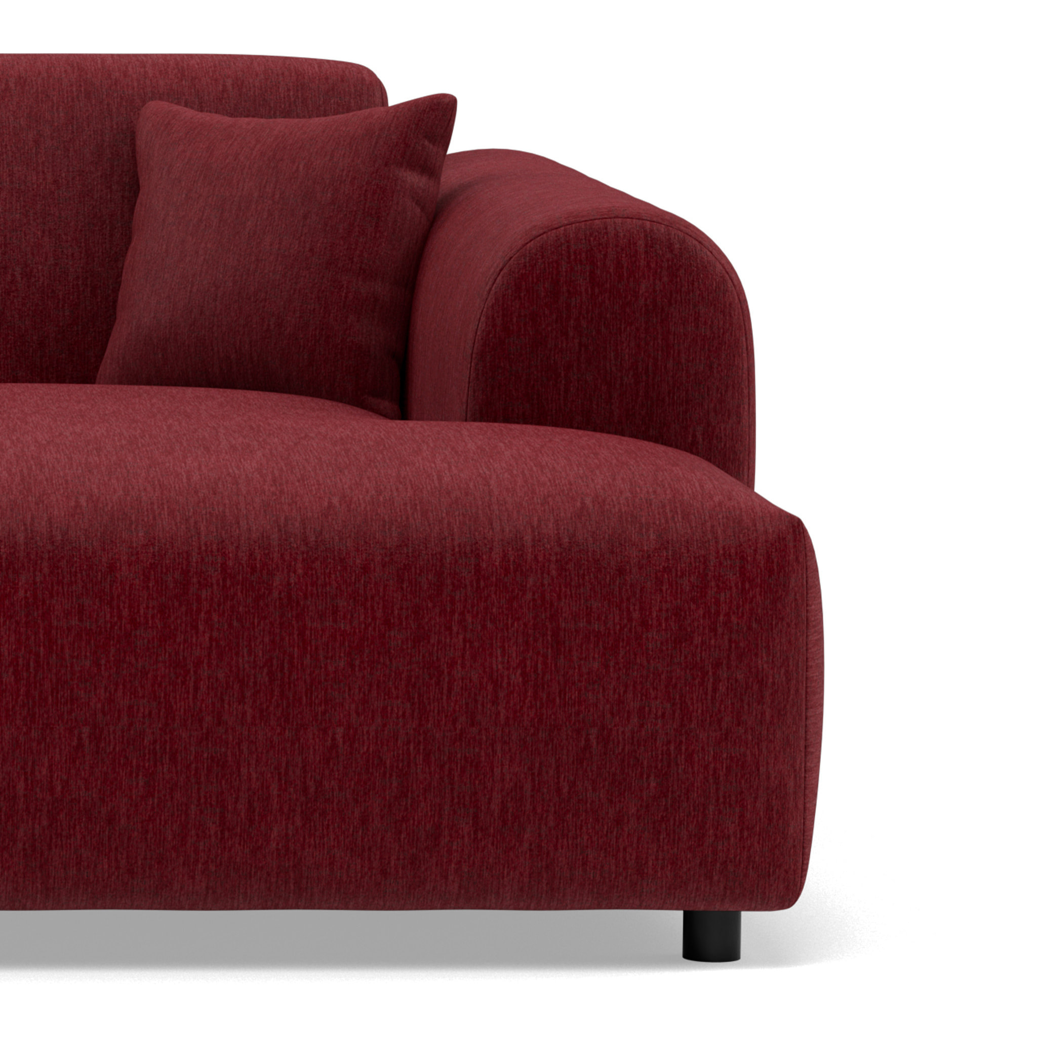 Aumance - canapé droit 4 places avec double méridienne assise profonde en velours texturé - Prune