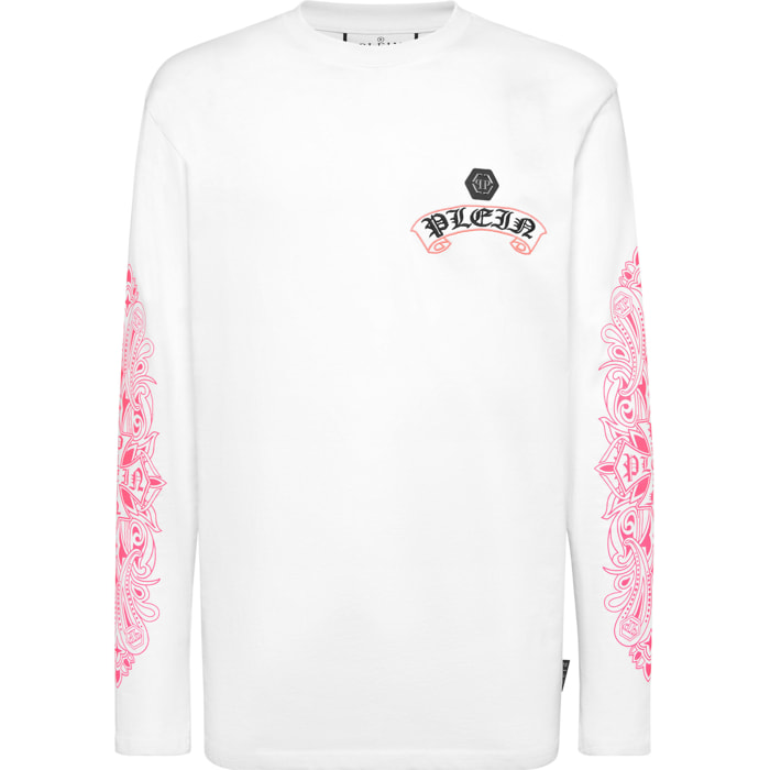 PHILIPP PLEIN Camiseta de cuello redondo y manga larga CHROME